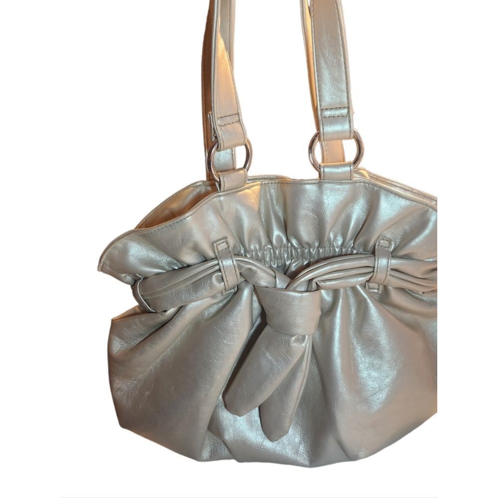 Bag Bow Handbag Holiday Ruffled Metallic Gold Womens
